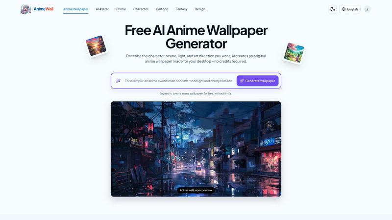 AnimeWall application interface and features