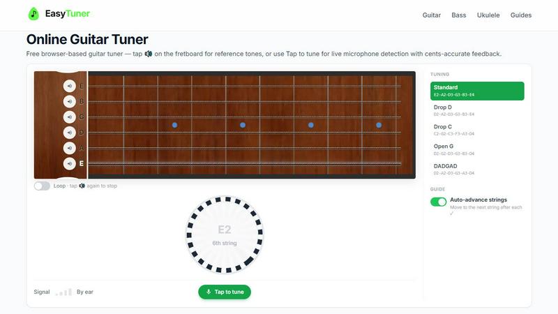 Easy Tuner application interface and features