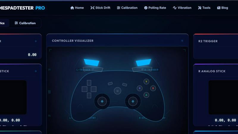 GamesPad tester application interface and features