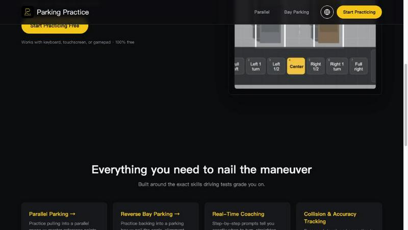 Parking Practice application interface and features