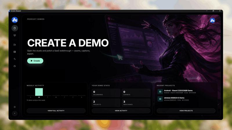 Screen Beaver application interface and features