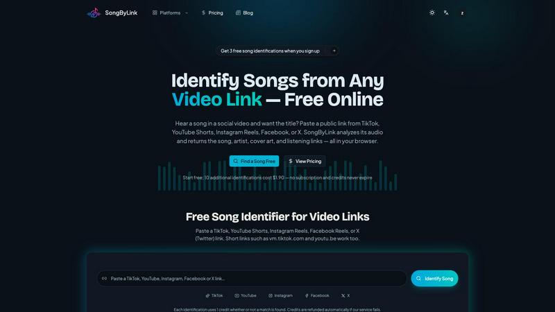 SongByLink application interface and features